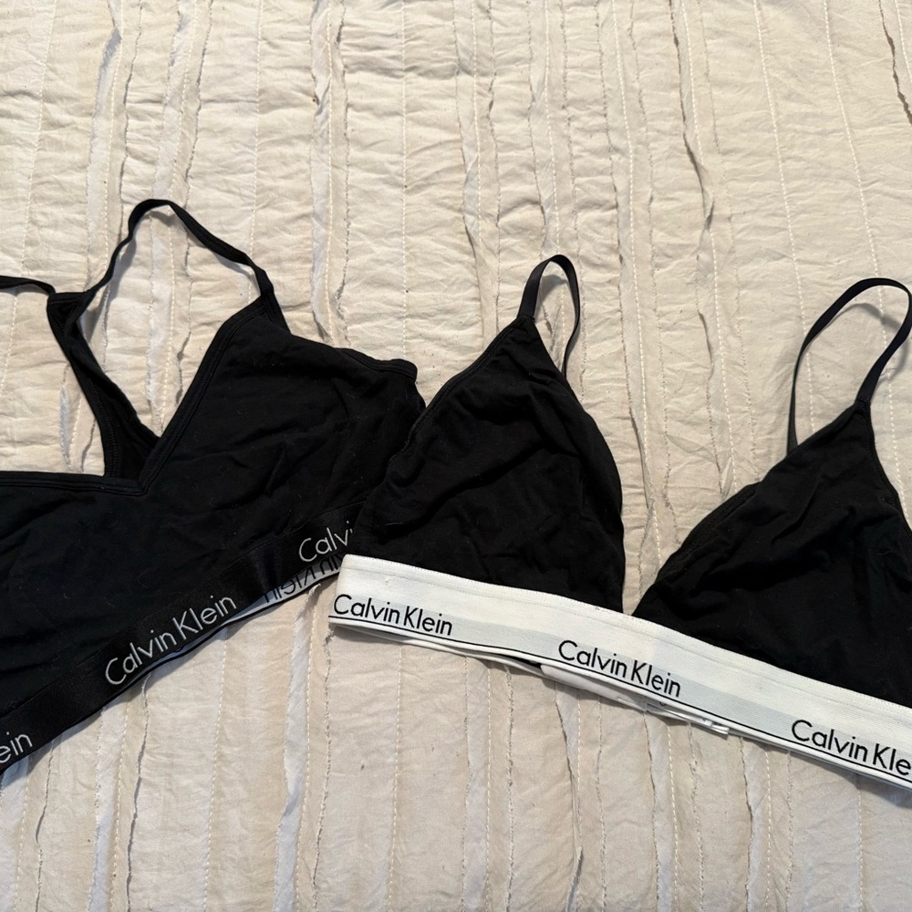 NWOT Calvin Klein Women's Black Bralette Set Large